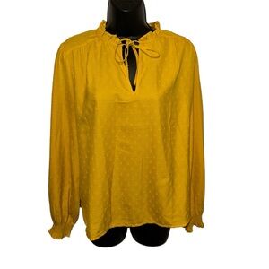 Yellow Women's Top with Tie Neck